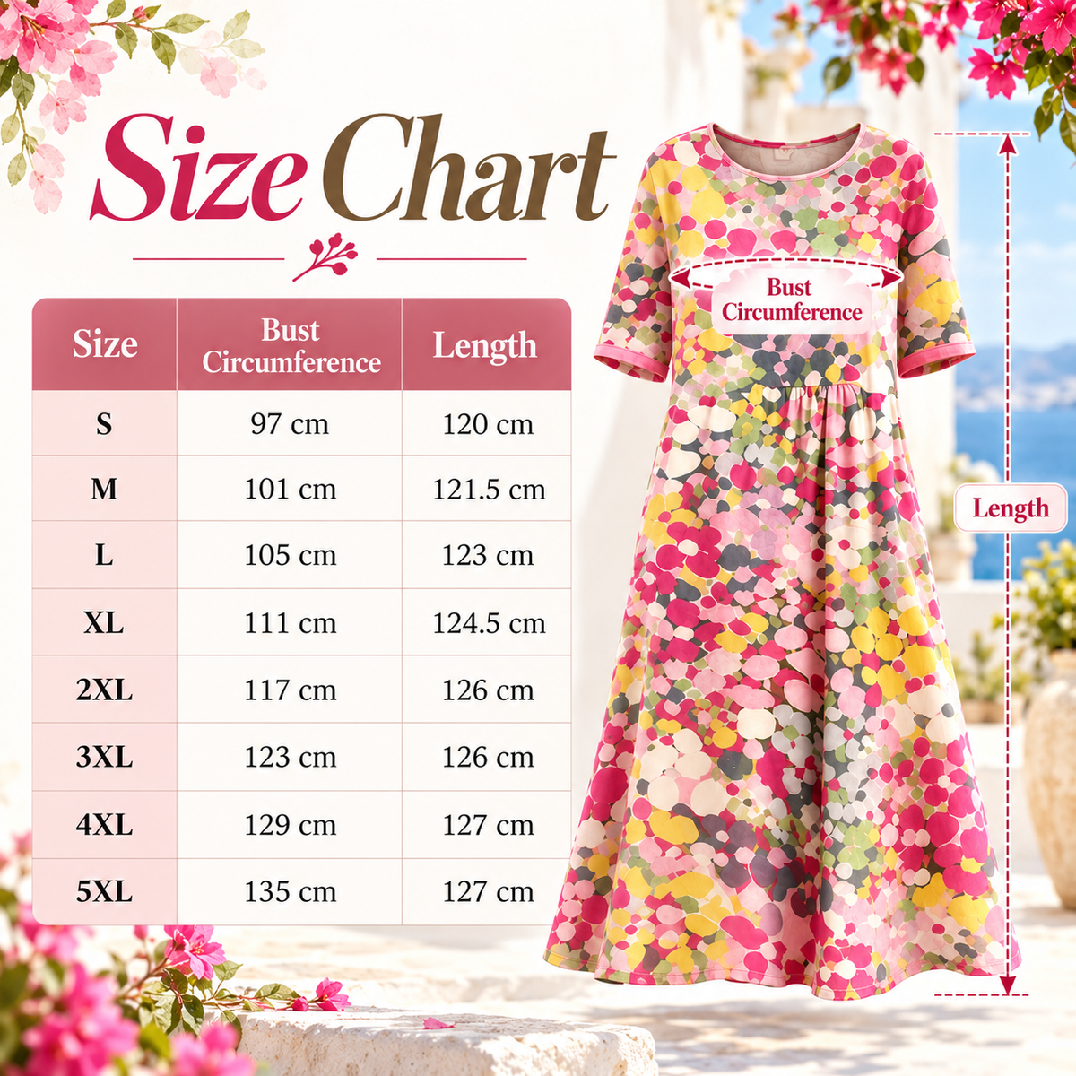 Women's Watercolor Floral Midi Dress, Relaxed A-Line Linen Blend Summer Dress With Side Pockets, Round Neck Short Sleeve Flowy Vacation Dress